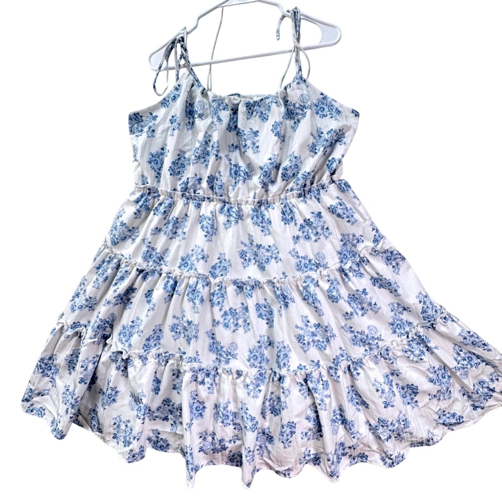 Arula Tiered Mini Dress Women Size B Blue Floral Sleeveless Cottagecore Cute